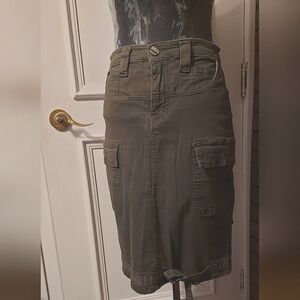 C.W.W. Jeans Cargo Skirt Size M Olive Green Y2K Utility Military Streetwear